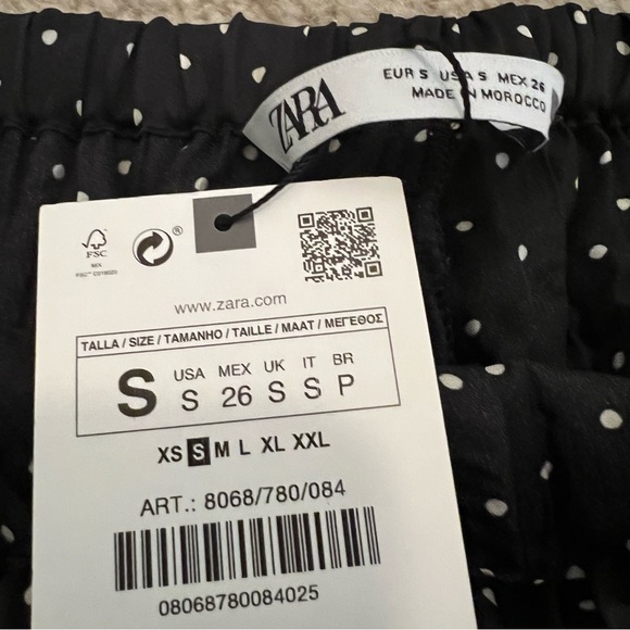 Zara Dotted Wrinkle Effect Wide Leg Pants Polka Dot Pleated Trousers sz Small - Picture 5 of 6